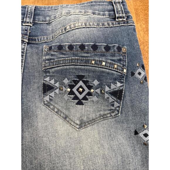 Inc Denim Blue Denim Jeans Womens Sz 8 Skinny Leg Reg Fit Southwest Embroidery - Picture 7 of 9